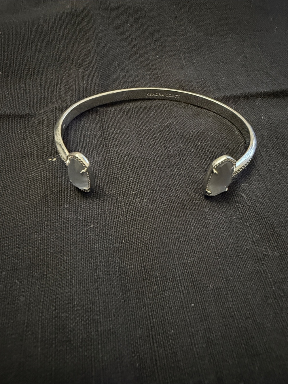 Kendra Scott Silver Cuff Bracelet with gray Stone Ends